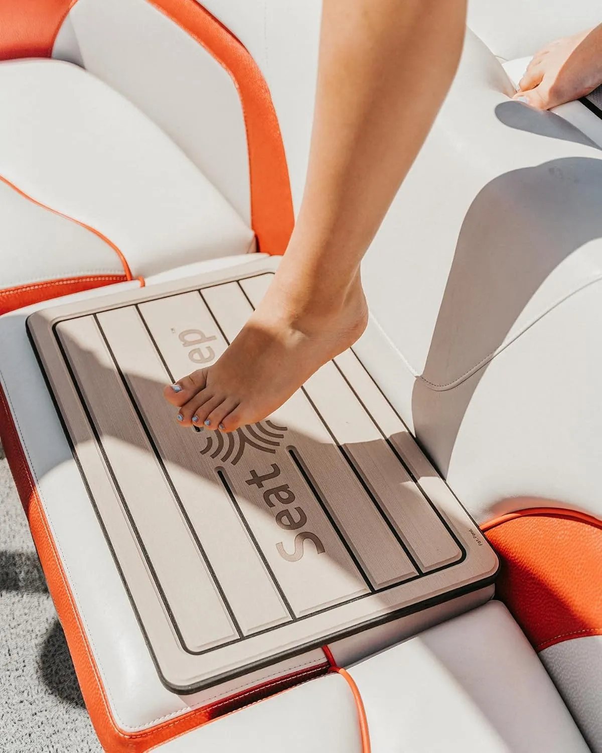 Tidal Wake Seat Step Non-Slip Marine Mat–Protects Boat Seats & Upholstery from Rips, Dirt & Wear from Stepping on Seats-Ideal for Cushions, Seat Covers, Vinyl Upholstery (Taupe/Black)