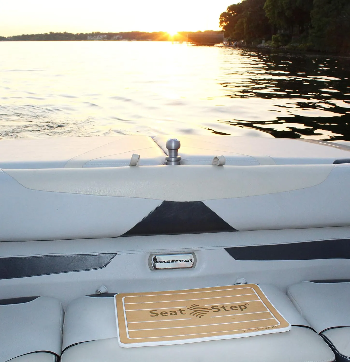 Tidal Wake Seat Step Non-Slip Marine Mat–Protects Boat Seats & Upholstery from Rips, Dirt & Wear from Stepping on Seats-Ideal for Cushions, Seat Covers, Vinyl Upholstery (Taupe/Black)