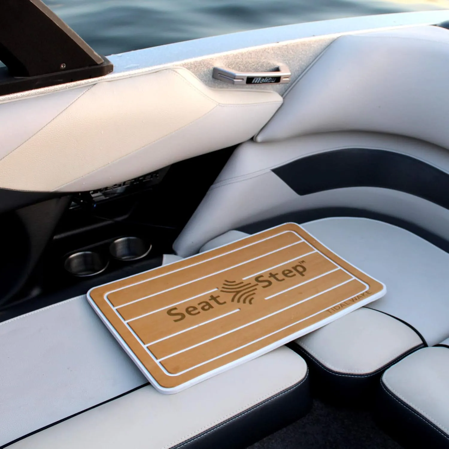 Tidal Wake Seat Step Non-Slip Marine Mat–Protects Boat Seats & Upholstery from Rips, Dirt & Wear from Stepping on Seats-Ideal for Cushions, Seat Covers, Vinyl Upholstery (Taupe/Black)