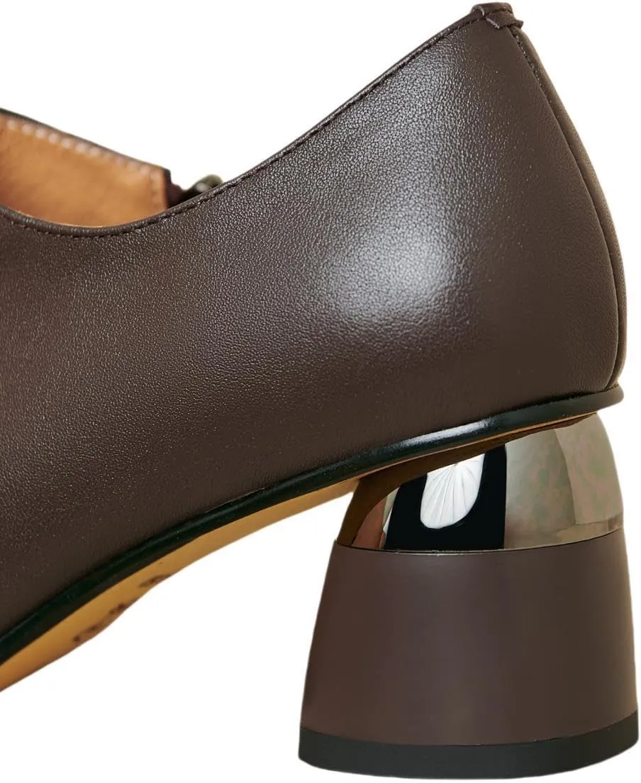 TinaCus Women's Genuine Leather Bowknot Side Zip Patchwork Pointed Toe Pumps Shoes