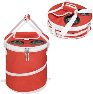 Tirrinia Large Pop-Up Cooler Bag- Insulated Collapsible Cooler with Flat Drink Table, Lightweight and Portable Ice Round Cooler for Travel, Fishing, Picnics, Hiking, Camping and Beach,Black