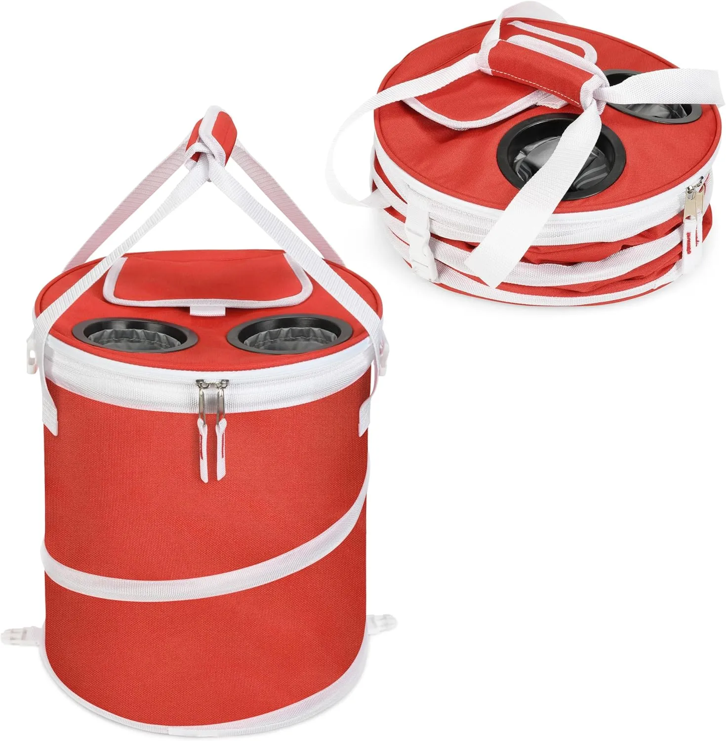 Tirrinia Large Pop-Up Cooler Bag- Insulated Collapsible Cooler with Flat Drink Table, Lightweight and Portable Ice Round Cooler for Travel, Fishing, Picnics, Hiking, Camping and Beach,Black