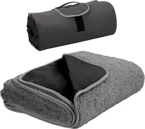 Tirrinia Outdoors Waterproof Camping Blanket,Sherpa Fleece Warm Windproof Soccer Stadium Blanket for Car Football Beach Concerts,51''X 59''