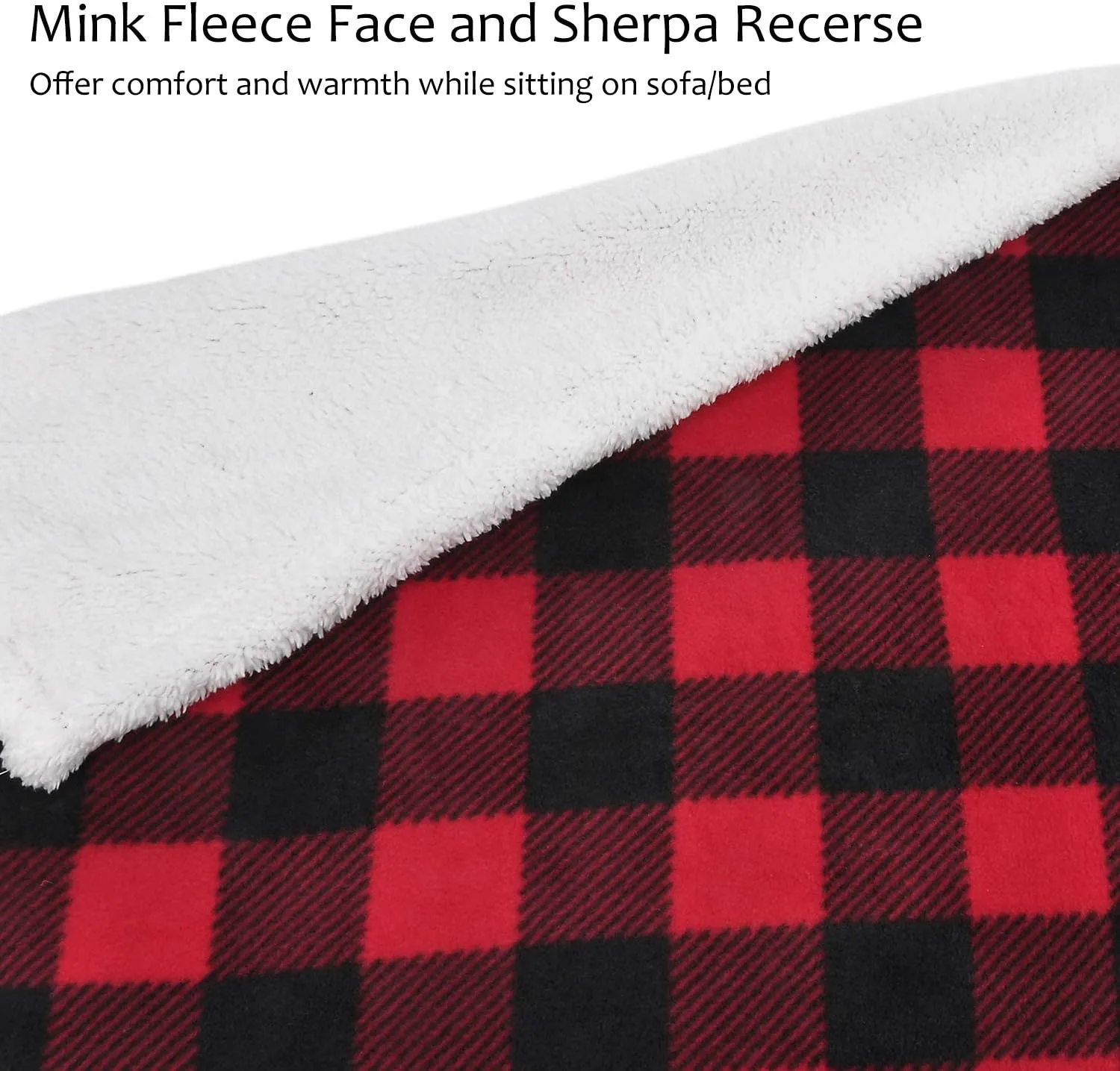 Tirrinia Red Buffalo Plaid Sherpa Wearable Blanket for Adult Women and Men, Super Soft Comfy Warm Plush Throw with Sleeves TV Blanket Wrap Robe Cover for Sofa, Couch 72" x 55"