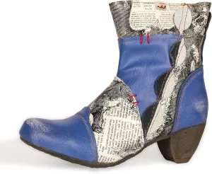 TMA EYES Newsprint Patchwork Leather Women's Heel Boots