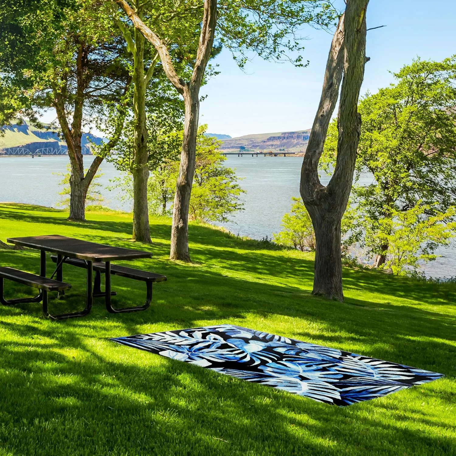 Tommy Bahama Outdoor Waterproof Picnic Blanket - Lightweight Portable Design with Carry Strap - Perfect for The Beach, Park, Camping, Concerts and More, 50" x 70"