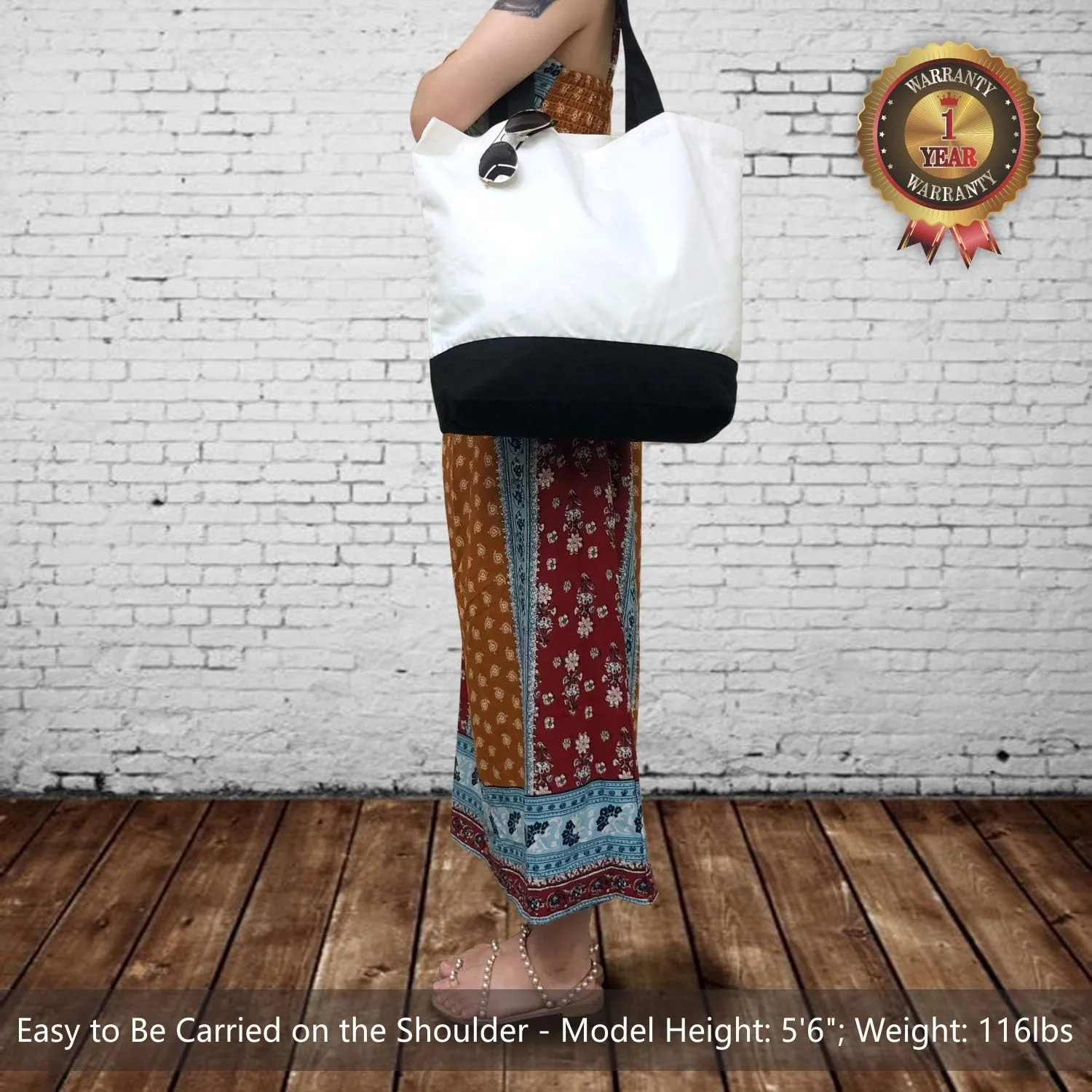 TOPDesign 1 | 3 | 6 | 12 | 24 Pack Super Strong Large 12oz Cotton Canvas Tote Bag, Reusable Grocery Shopping Cloth Bag, Fashionable Two-Tone Tote for Crafts, DIY Your Creative Designs (Pack of 1)