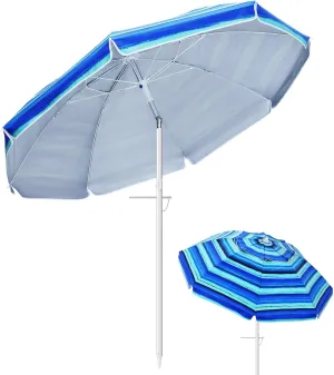 Toyvian Beach Umbrella: 6.5ft Heavy Duty Beach Umbrellas for Sand - UV 50  Protection - Sun Shelter with Sand Carry Bag for Outdoor Garden Deck Backyard Pool (Striped Pattern)