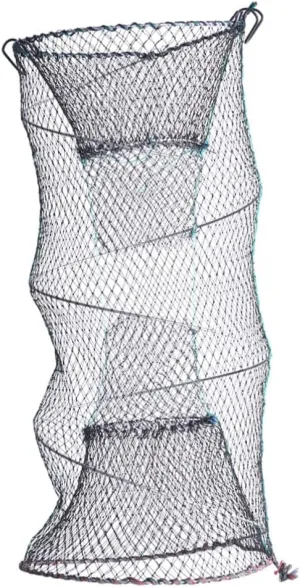 Toyvian Foldable Bait Cast Fishing Net Portable Zinc Plated Landing Net for Crayfish Crab Lobster Shrimp and Minnows Lightweight Easy to Use Triple Mesh Design