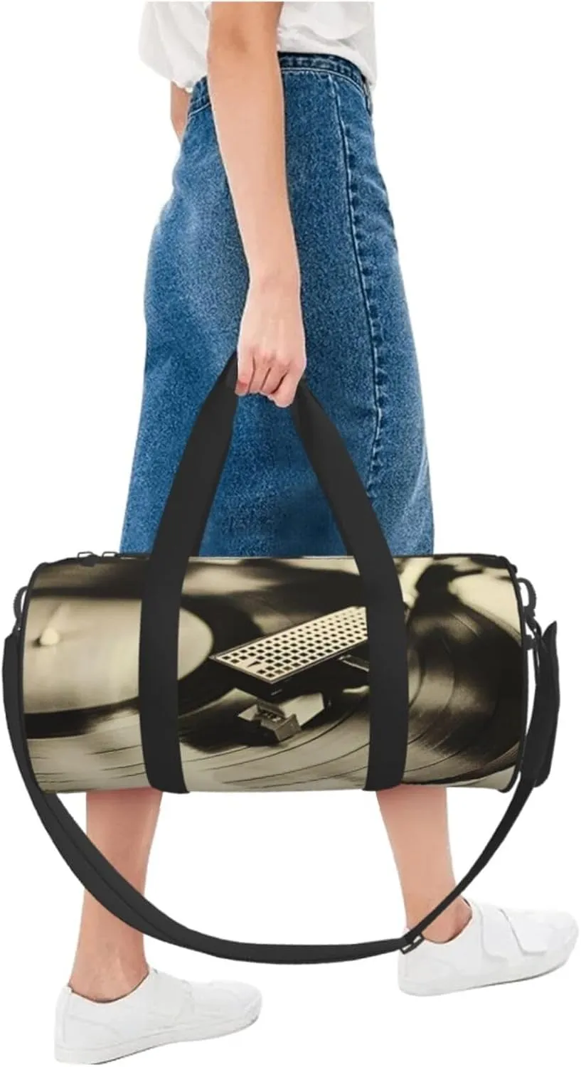 Travel Duffle Bag for Men Women, Vinyl Record Turntable Duffle Bags for Sport Gym Overnight Luggage