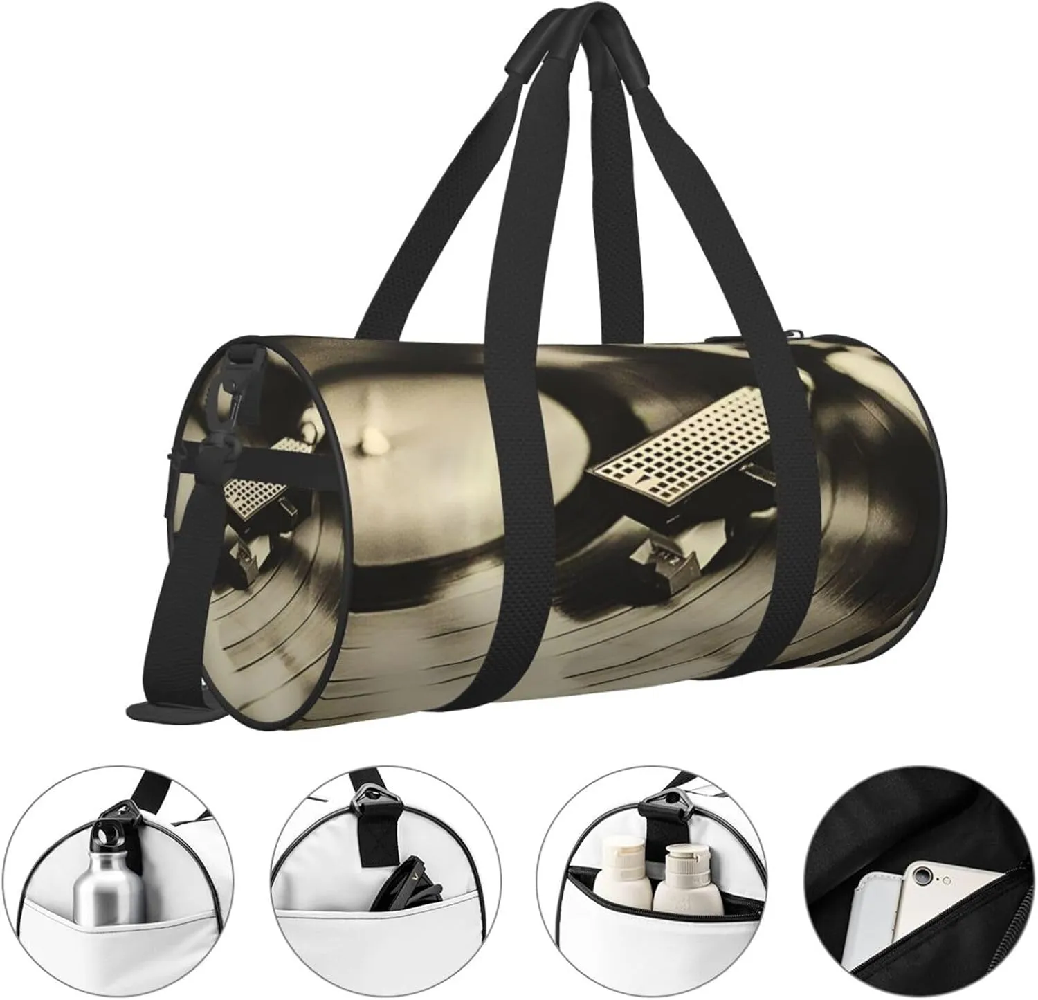Travel Duffle Bag for Men Women, Vinyl Record Turntable Duffle Bags for Sport Gym Overnight Luggage