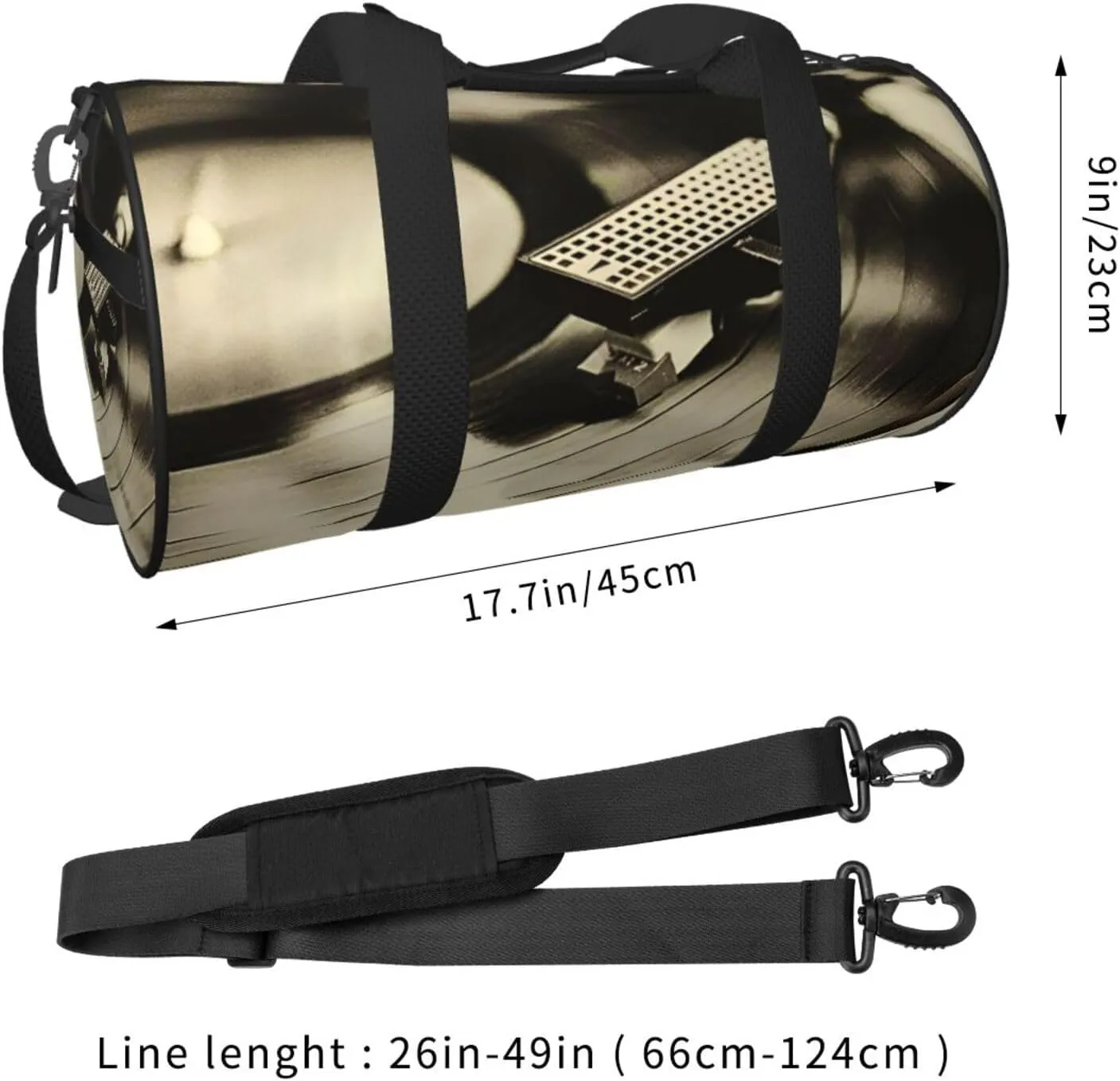 Travel Duffle Bag for Men Women, Vinyl Record Turntable Duffle Bags for Sport Gym Overnight Luggage