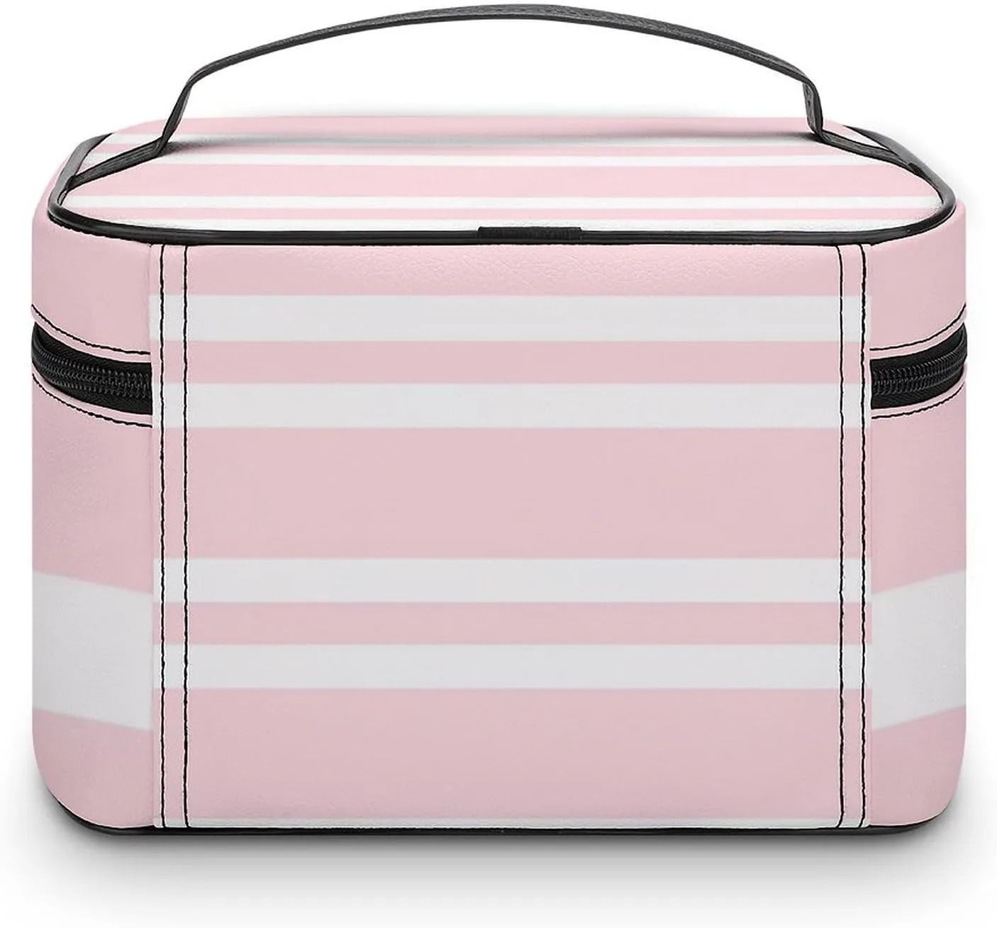 Travel Makeup Bag, Pale Pink and White Striped Cosmetic Bags for Women Large Capacity Waterproof Toiletry Bag Make up Organizer