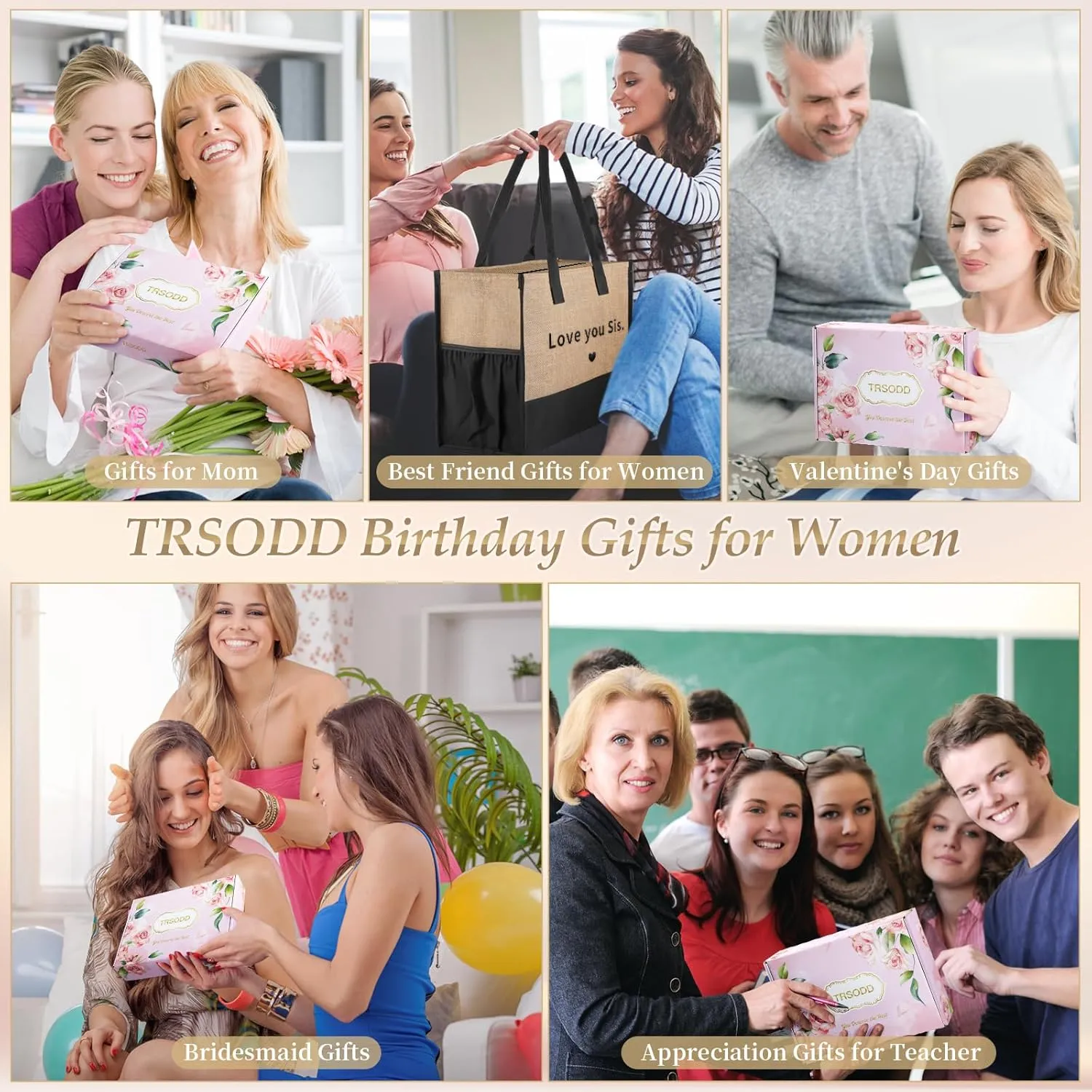 TRSODD Mothers Day Gifts for Nana Personalized Best Nana Birthday Gifts for Women Jute Embroidered Tote Bag and Makeup Bag
