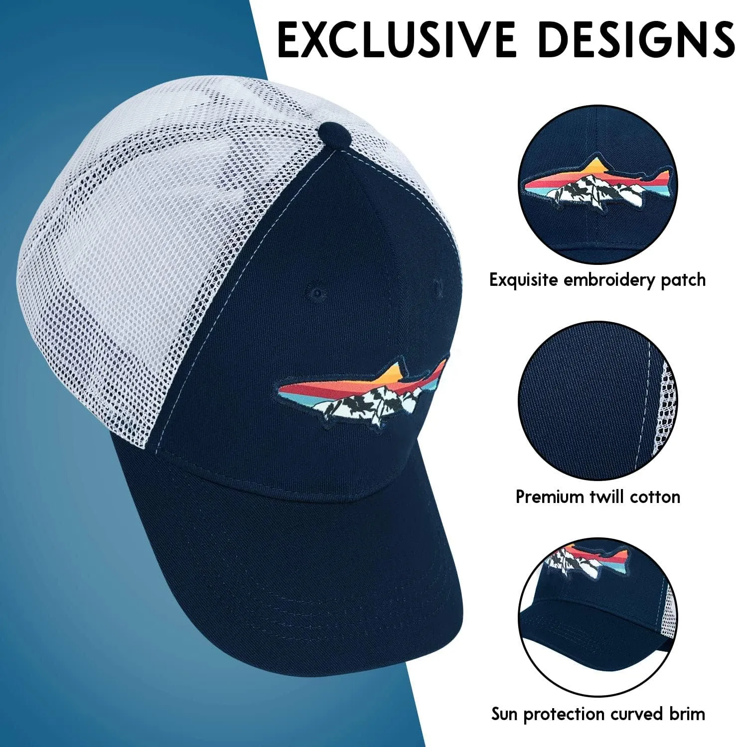 Trucker Hat for Men and Women - Outdoors Snapback Hats for Hiking, Climbing, Fishing, Outdoor Adventure