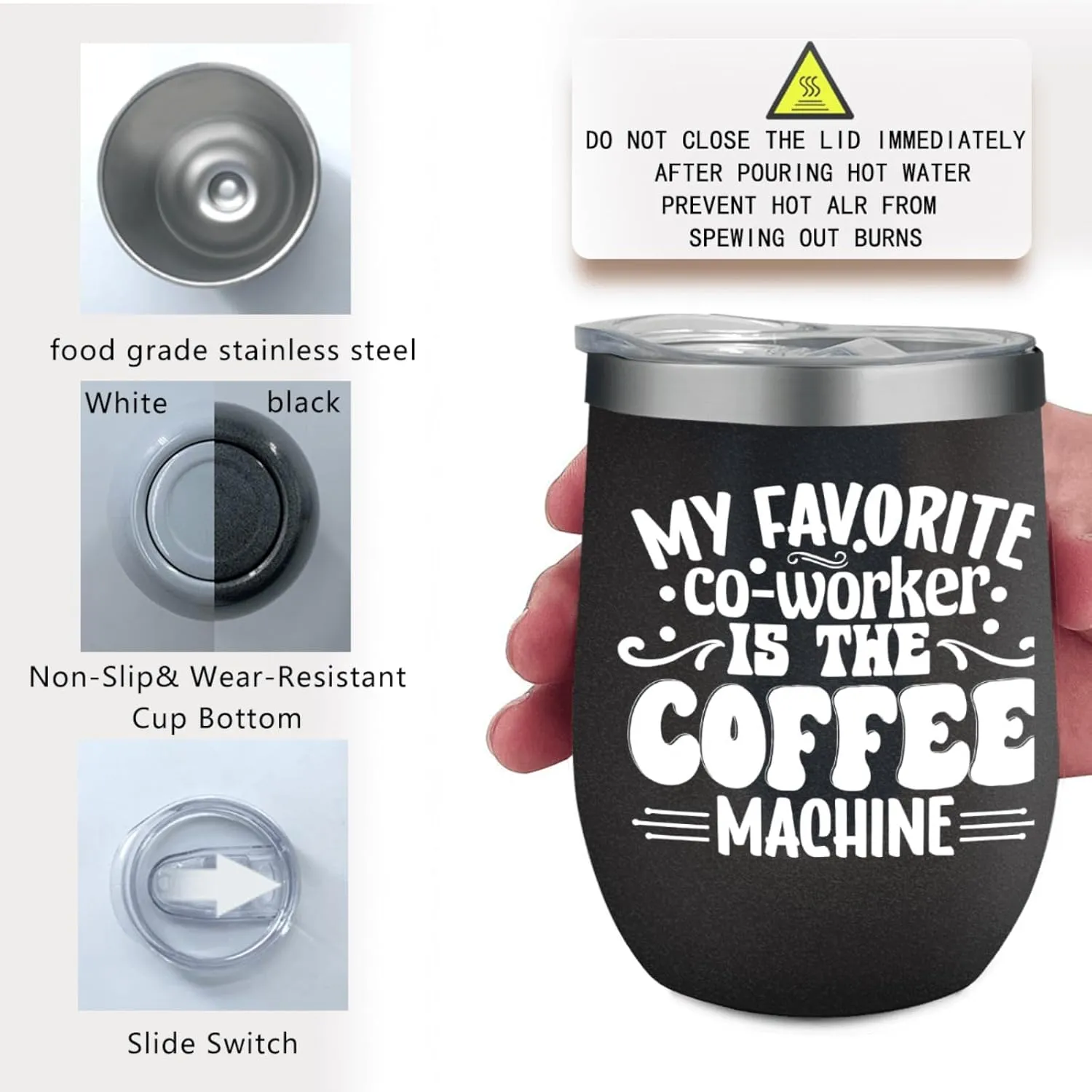 Tumbler My favorite co-worker is the coffee machine Tumbler Insulated Stainless Tumbler with Lids and Straws funny Gift for Women for Home