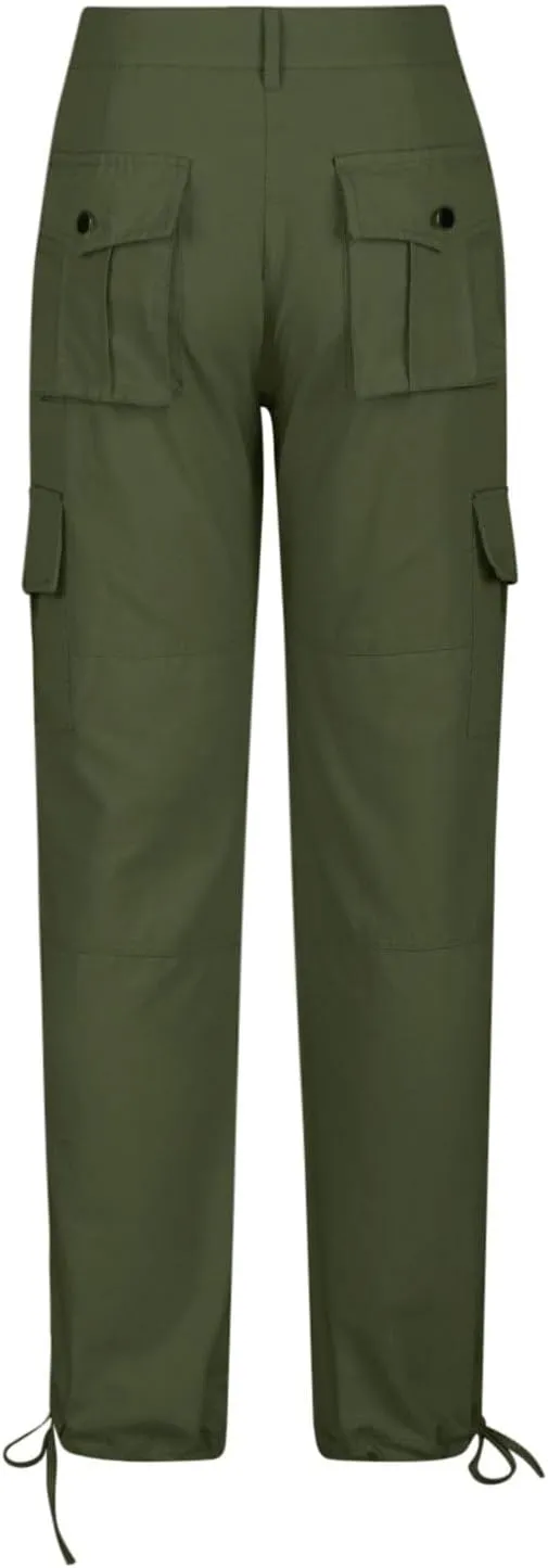 Uillui Tactical Cargo Pants for Women Low Waist Slim Fit Ankle Trousers Straight Leg Stretchy Tapered Pant Ripstop Work Pant
