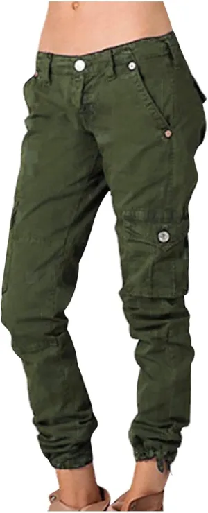 Uillui Tactical Cargo Pants for Women Low Waist Slim Fit Ankle Trousers Straight Leg Stretchy Tapered Pant Ripstop Work Pant