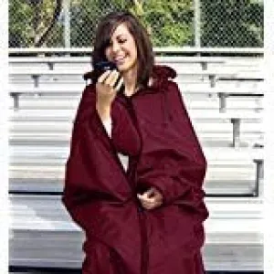 Ultimate SportsWrap - PATENTED - The Only WEARABLE Weatherproof/Stadium/Picnic/Sports Blanket, complete with Upper and Lower Zippers, Lined & Adjustable Hood and Inside Hand Warmers, 70" X 58"