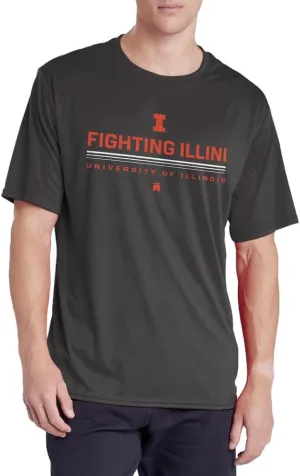 University of Illinois Adult Men's Sport Active T-Shirt Lines Collegiate,Charcoal, XX-Large