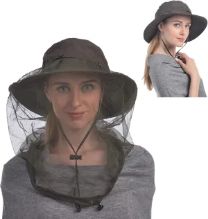 USHAKE Head Net Hat, Safari Hat Sun Hat Bucket Hat with Hidden Net Mesh