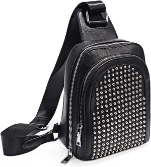 UTO Cross Body Bag for Women Rivet Studded Trendy Purse Chest Belt Sling Bag with Adjustable Shoulder Straps