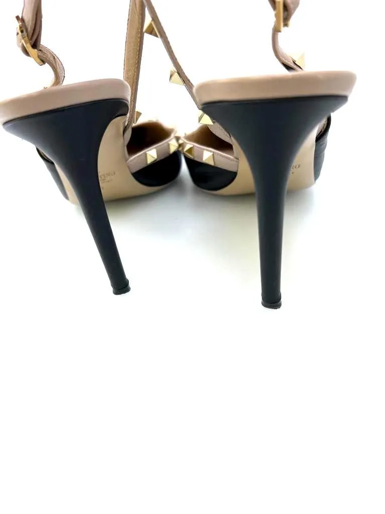 VALENTINO GARAVANI ROCKSTUD LEATHER SLINGBACK PUMPS