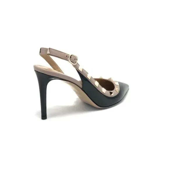VALENTINO GARAVANI ROCKSTUD LEATHER SLINGBACK PUMPS