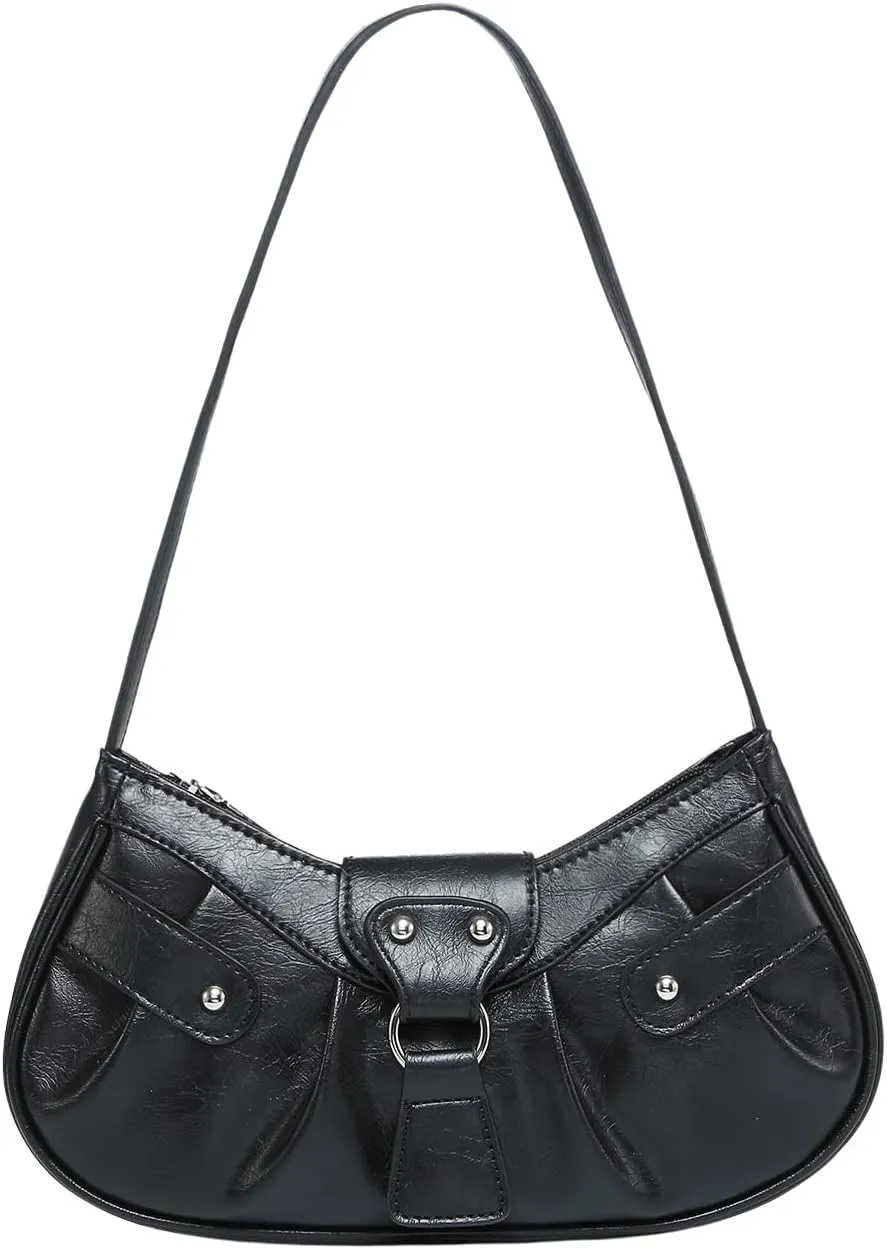 Verdusa Women's Pleated Hobo Shoulder Bag PU Leather Clutch Handbag