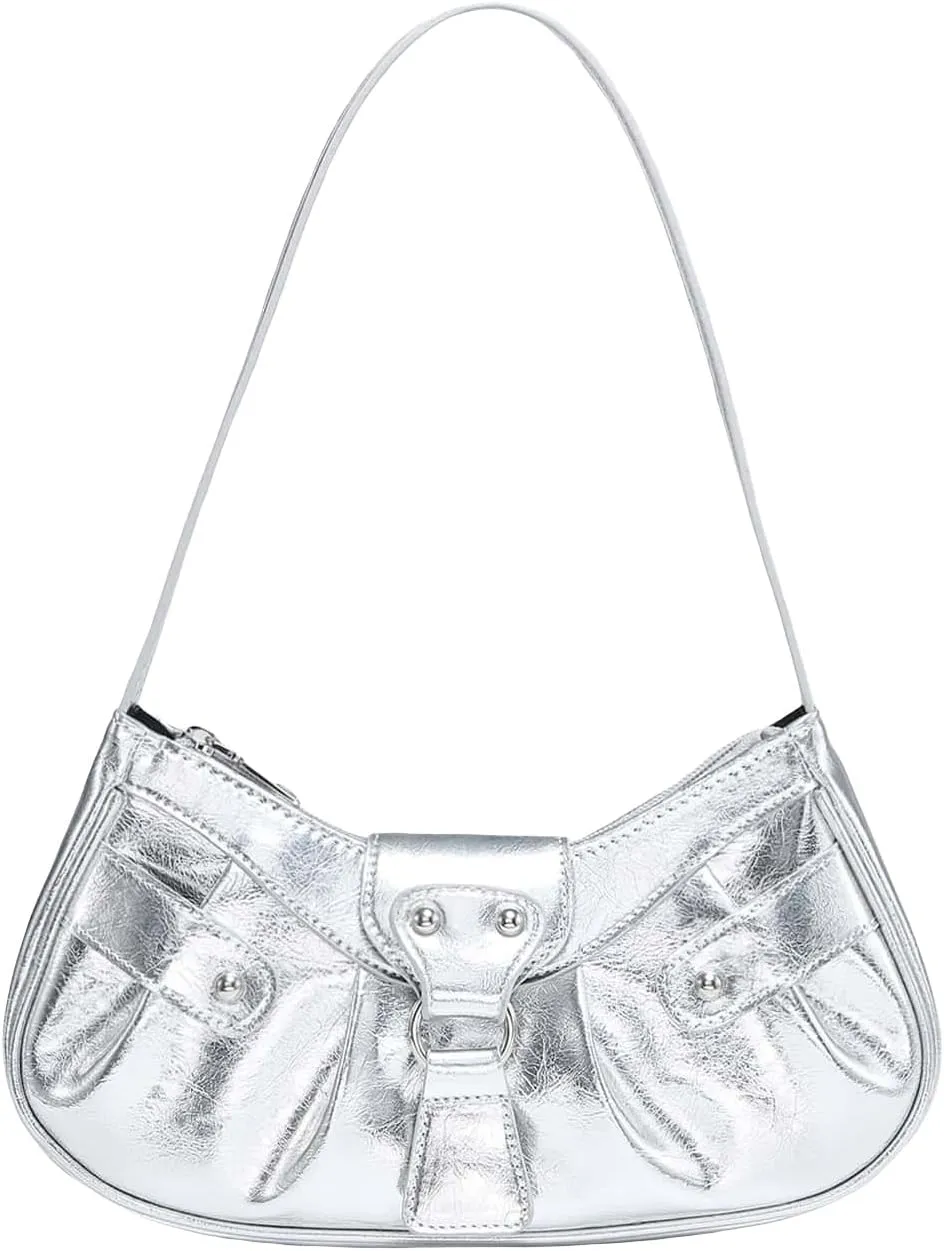 Verdusa Women's Pleated Hobo Shoulder Bag PU Leather Clutch Handbag
