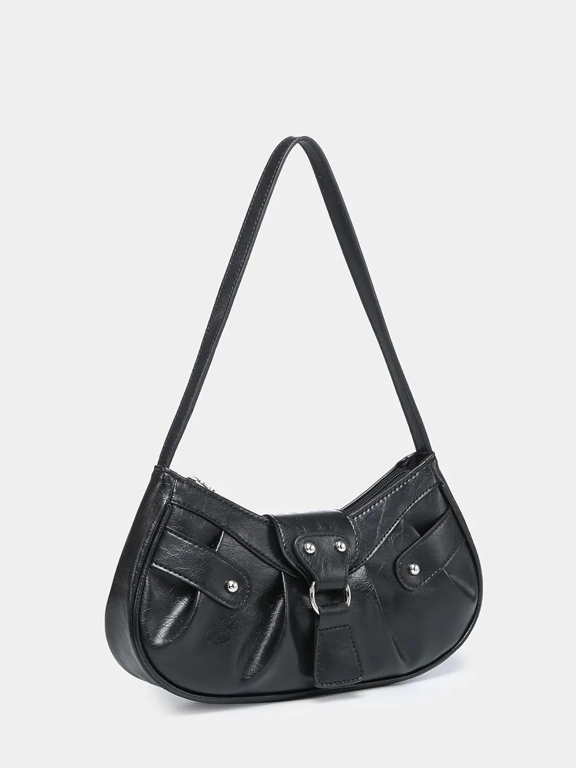 Verdusa Women's Pleated Hobo Shoulder Bag PU Leather Clutch Handbag