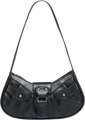 Verdusa Women's Pleated Hobo Shoulder Bag PU Leather Clutch Handbag
