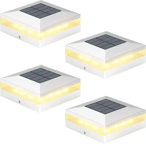 Viewsun 4x4 Solar Post Cap Lights, 4 Pack 3 Color Modes Fence Post Solar Lights Outdoor, Waterproof Solar Powered with 72 LEDs, Decorating for Fence, Deck, Garden
