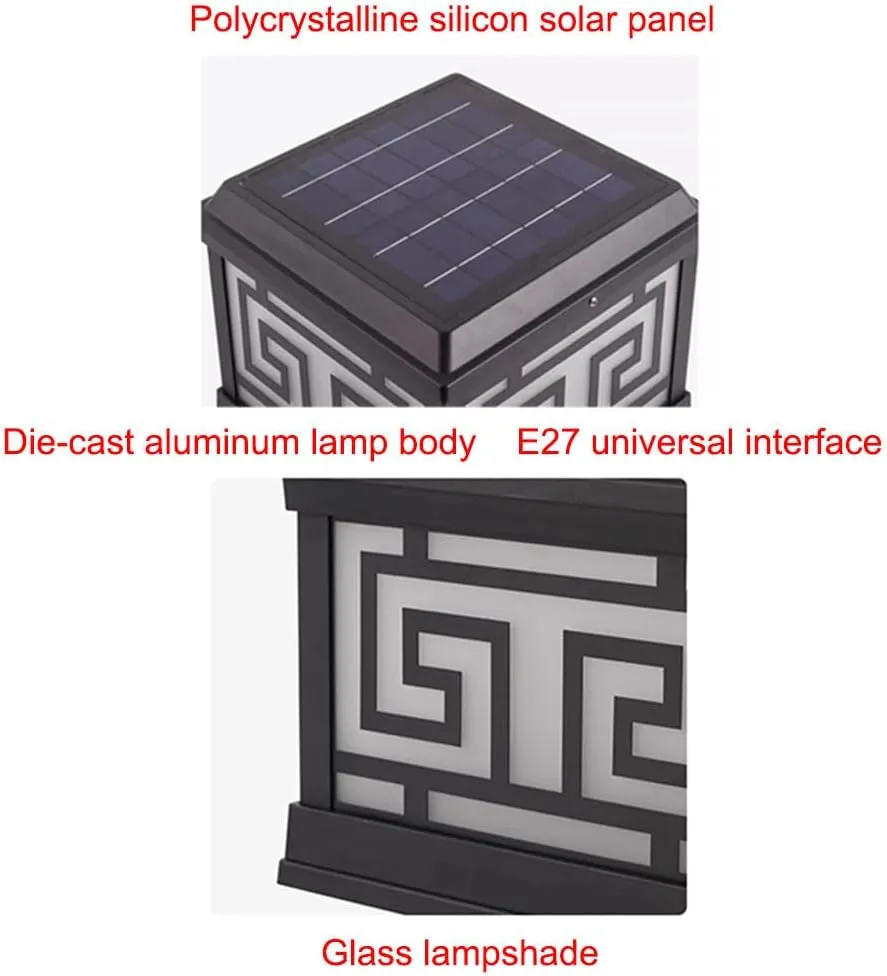 Vintage Cast Aluminum Post Lamp Fixture Exterior Waterproof Pillar Lantern LED Black Column Pedestal Light Rustic Deck Fence Post Light Fixture for 4x4 5x5 6x6 Posts Patio