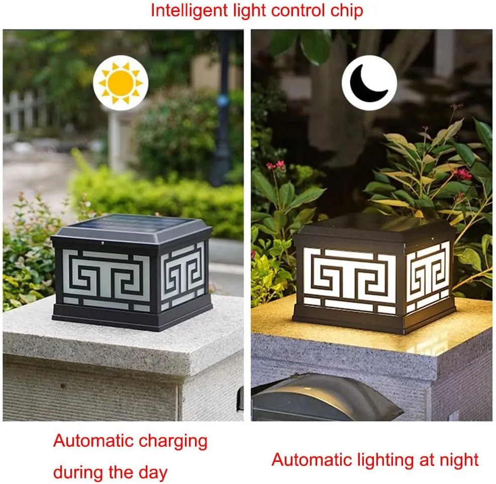 Vintage Cast Aluminum Post Lamp Fixture Exterior Waterproof Pillar Lantern LED Black Column Pedestal Light Rustic Deck Fence Post Light Fixture for 4x4 5x5 6x6 Posts Patio