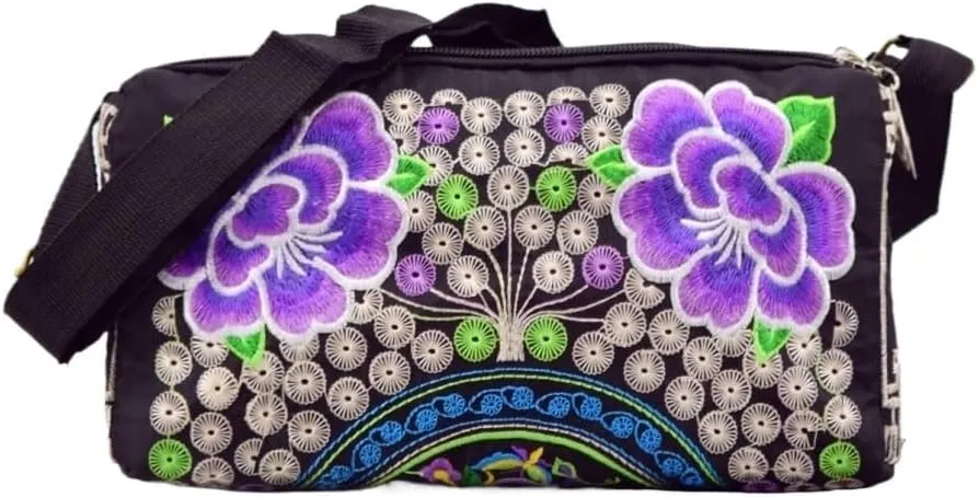 Vintage Ethnic Style Canvas Embroidered Crossbody Bag Inspired Shoulder Purse For Mobile Phones And Coins