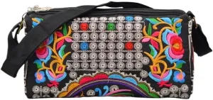 Vintage Ethnic Style Canvas Embroidered Crossbody Bag Inspired Shoulder Purse For Mobile Phones And Coins