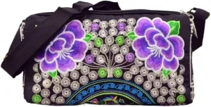Vintage Ethnic Style Canvas Embroidered Crossbody Bag Inspired Shoulder Purse For Mobile Phones And Coins