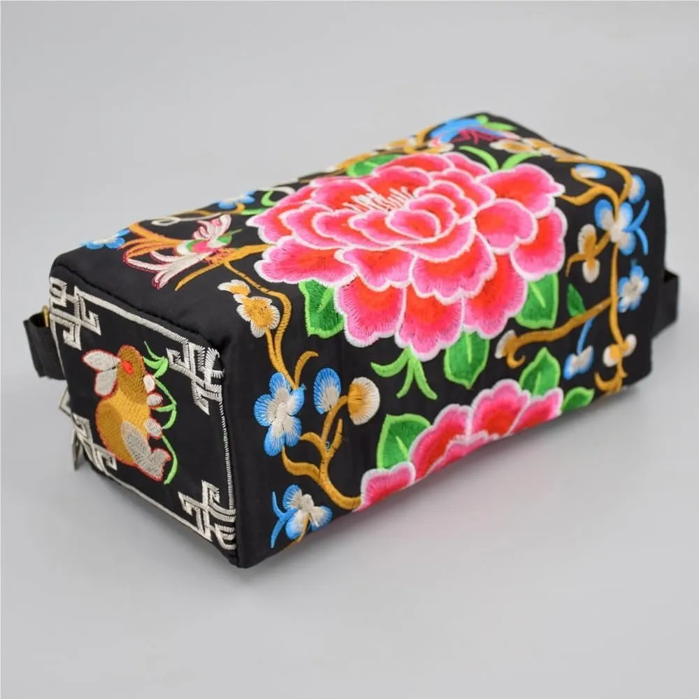 Vintage Ethnic Style Canvas Embroidered Crossbody Bag Inspired Shoulder Purse For Mobile Phones And Coins