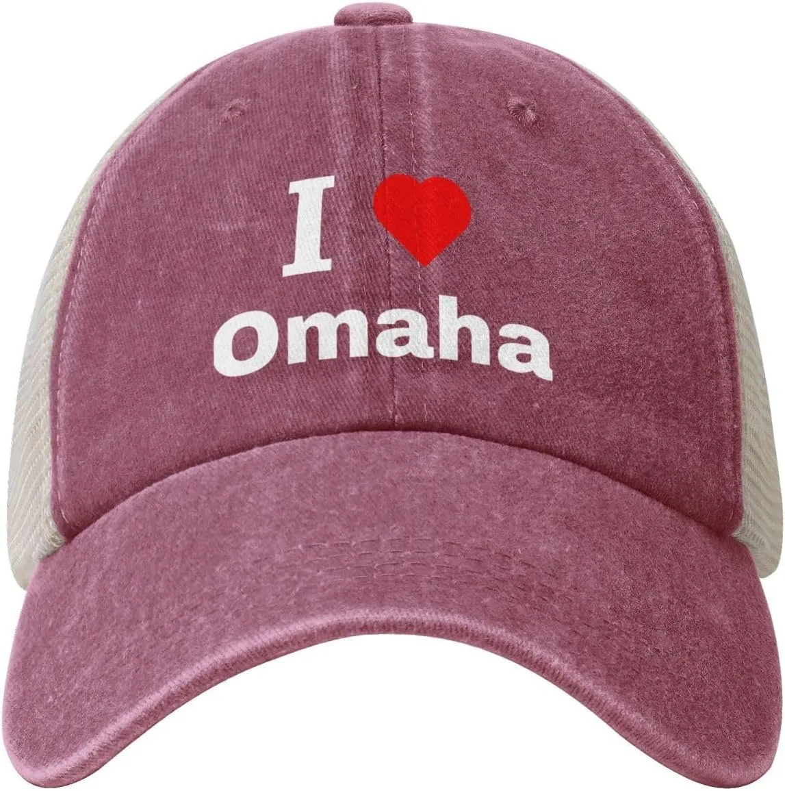 Vintage I Love Omaha Baseball Cap for Men Women Summer Cotton Breathable Mesh Back Cap