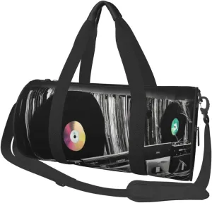 Vinyl Records Travel Duffle Bag for Men Women Sport Gym Bag Foldable Weekender Bag Carry on Overnight Bag for Travel Swimming Basketball