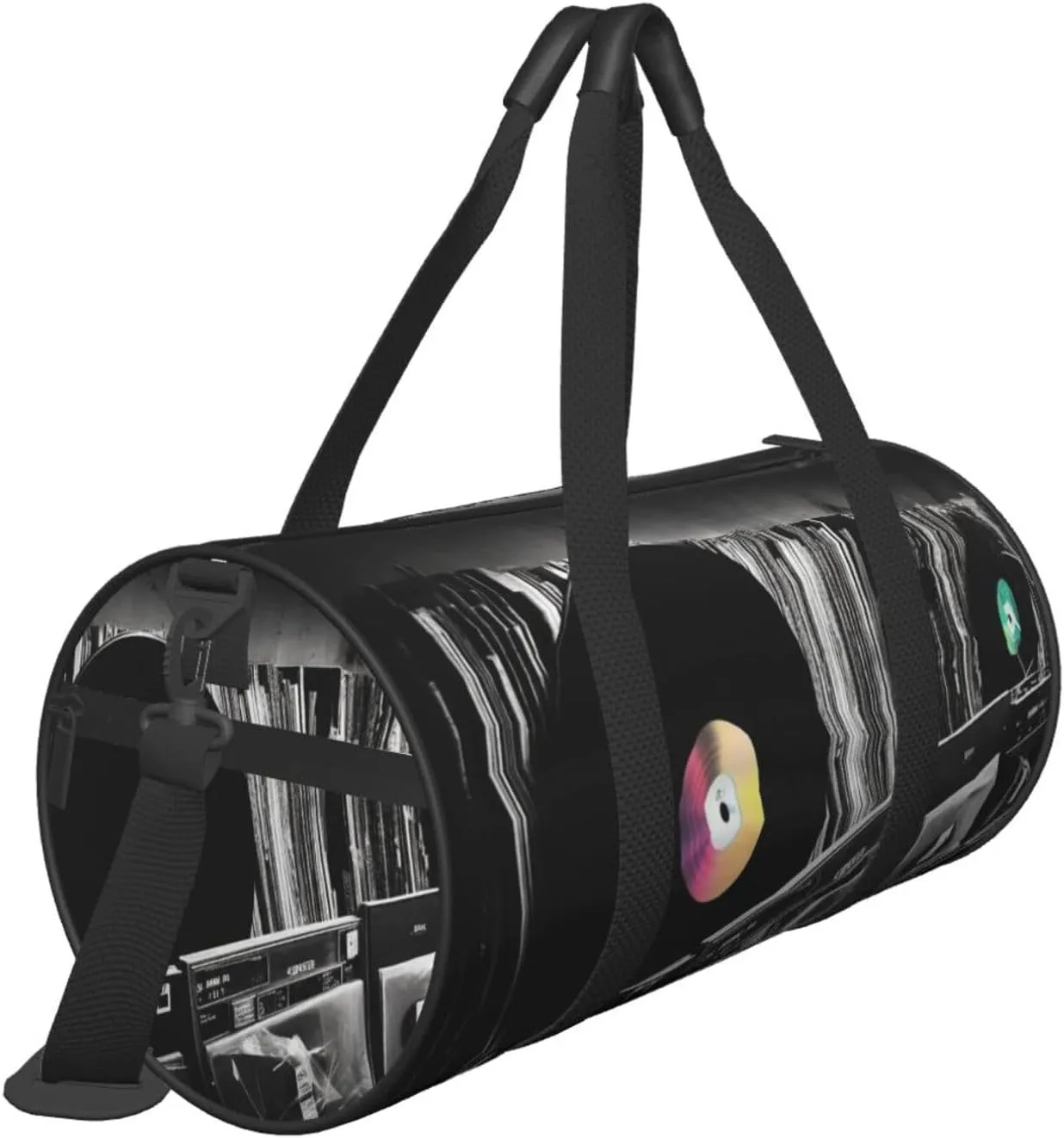 Vinyl Records Travel Duffle Bag for Men Women Sport Gym Bag Foldable Weekender Bag Carry on Overnight Bag for Travel Swimming Basketball