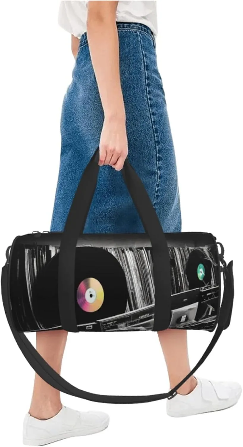 Vinyl Records Travel Duffle Bag for Men Women Sport Gym Bag Foldable Weekender Bag Carry on Overnight Bag for Travel Swimming Basketball