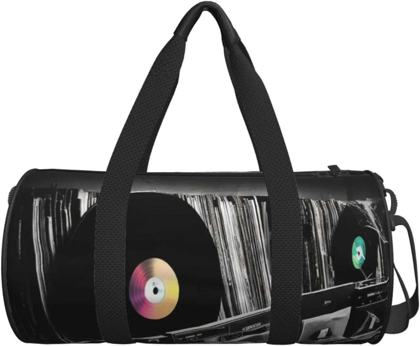 Vinyl Records Travel Duffle Bag for Men Women Sport Gym Bag Foldable Weekender Bag Carry on Overnight Bag for Travel Swimming Basketball