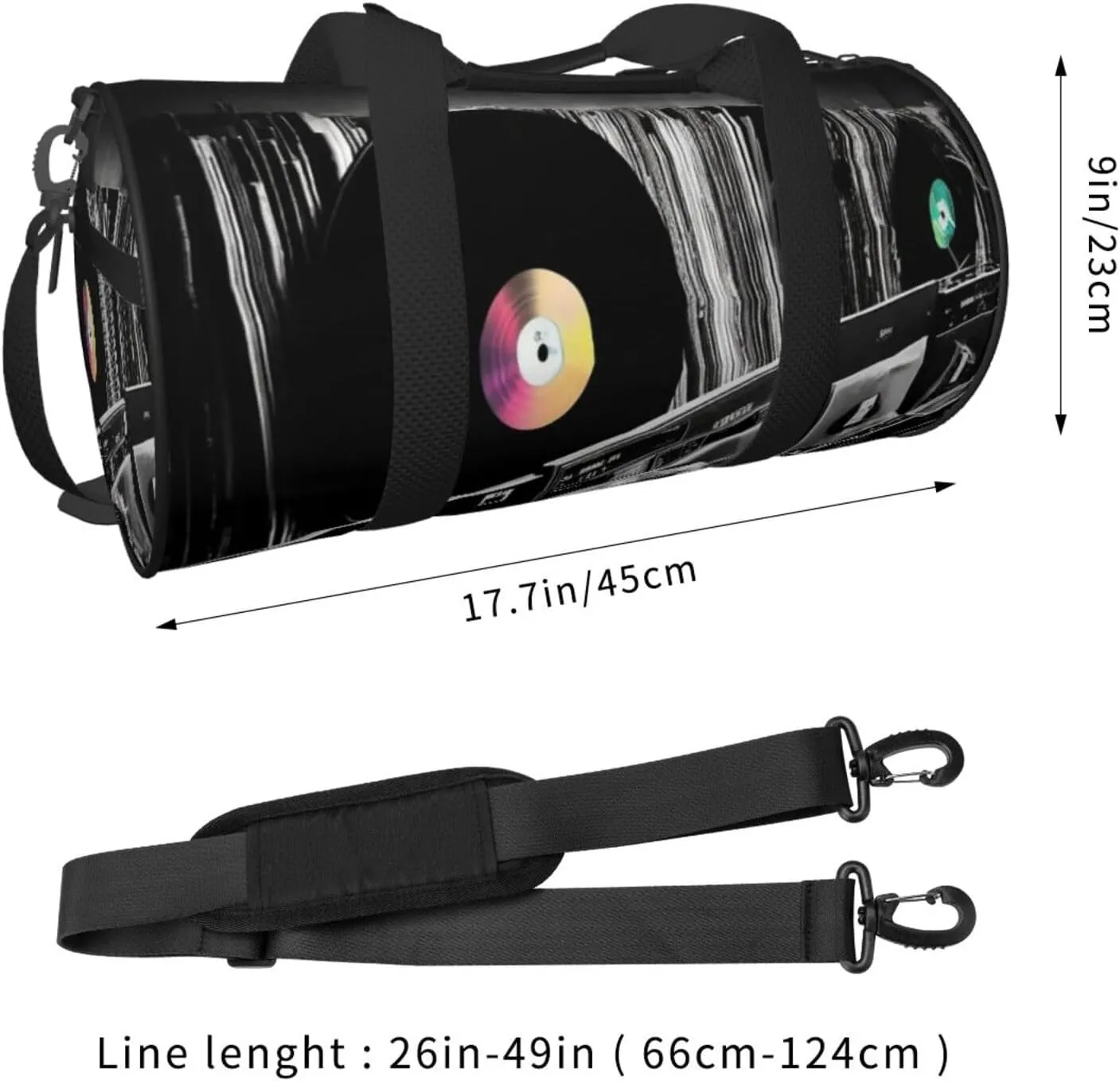 Vinyl Records Travel Duffle Bag for Men Women Sport Gym Bag Foldable Weekender Bag Carry on Overnight Bag for Travel Swimming Basketball