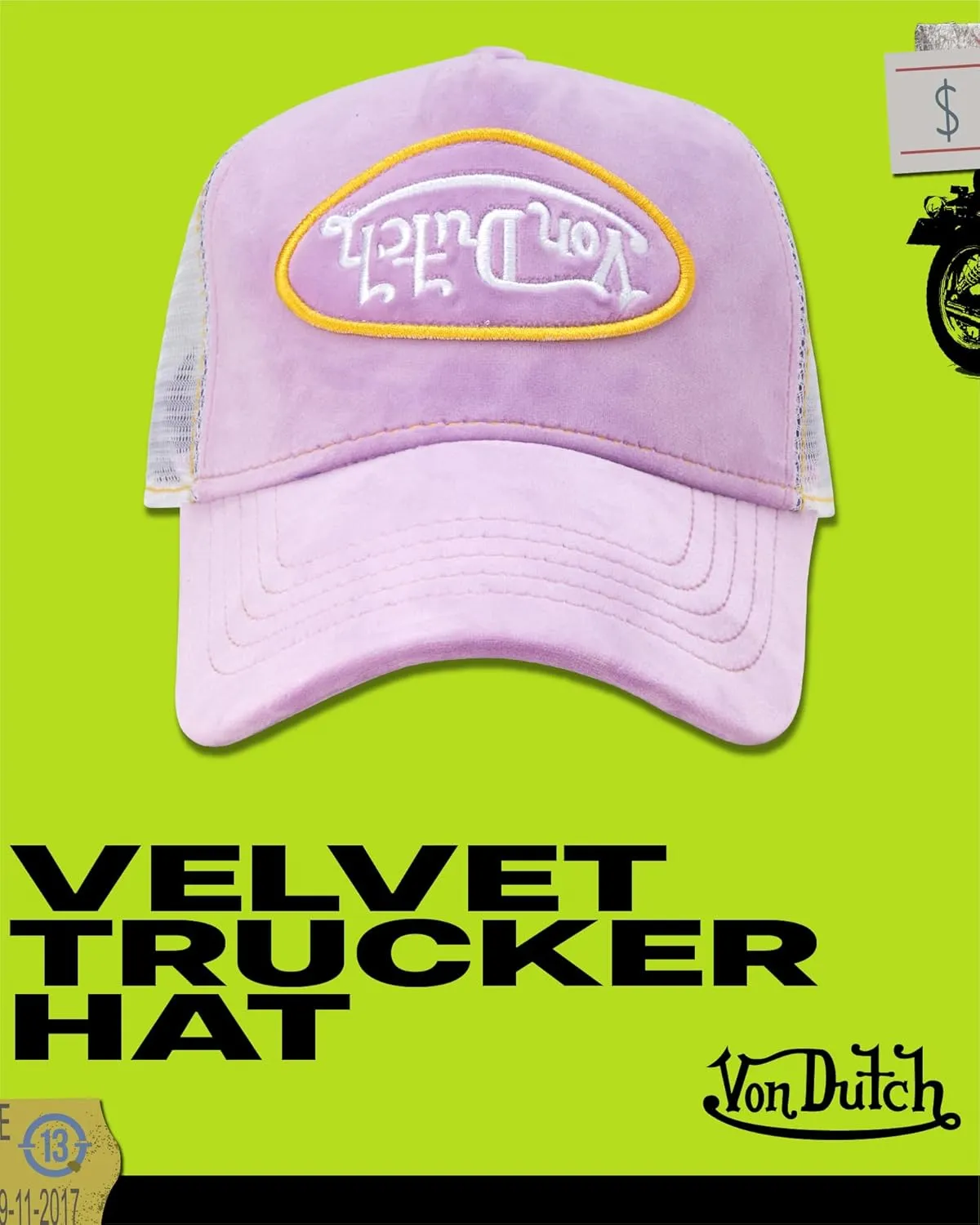Von Dutch Unisex Trucker Hat - Plush Curved Bill Mesh Back Retro Classic Adjustable Snapback Baseball Cap for Men and Women