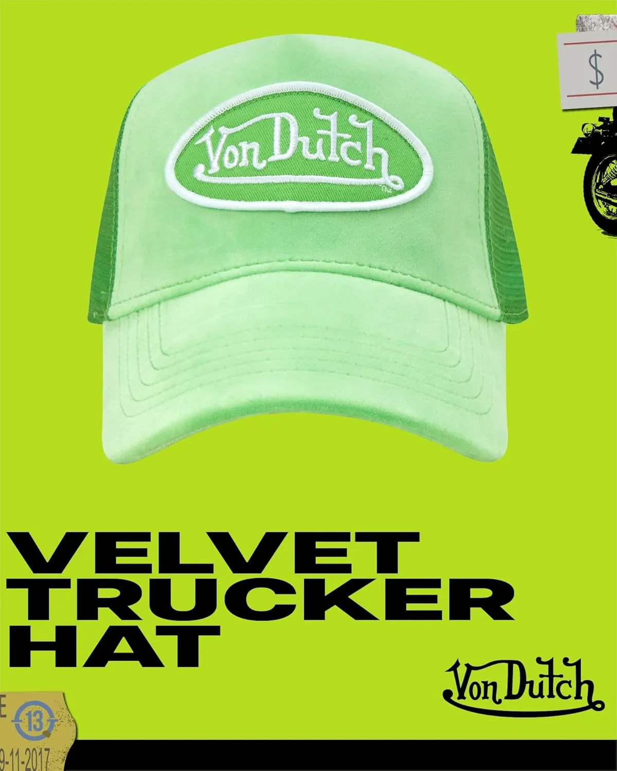 Von Dutch Unisex Trucker Hat - Plush Curved Bill Mesh Back Retro Classic Adjustable Snapback Baseball Cap for Men and Women