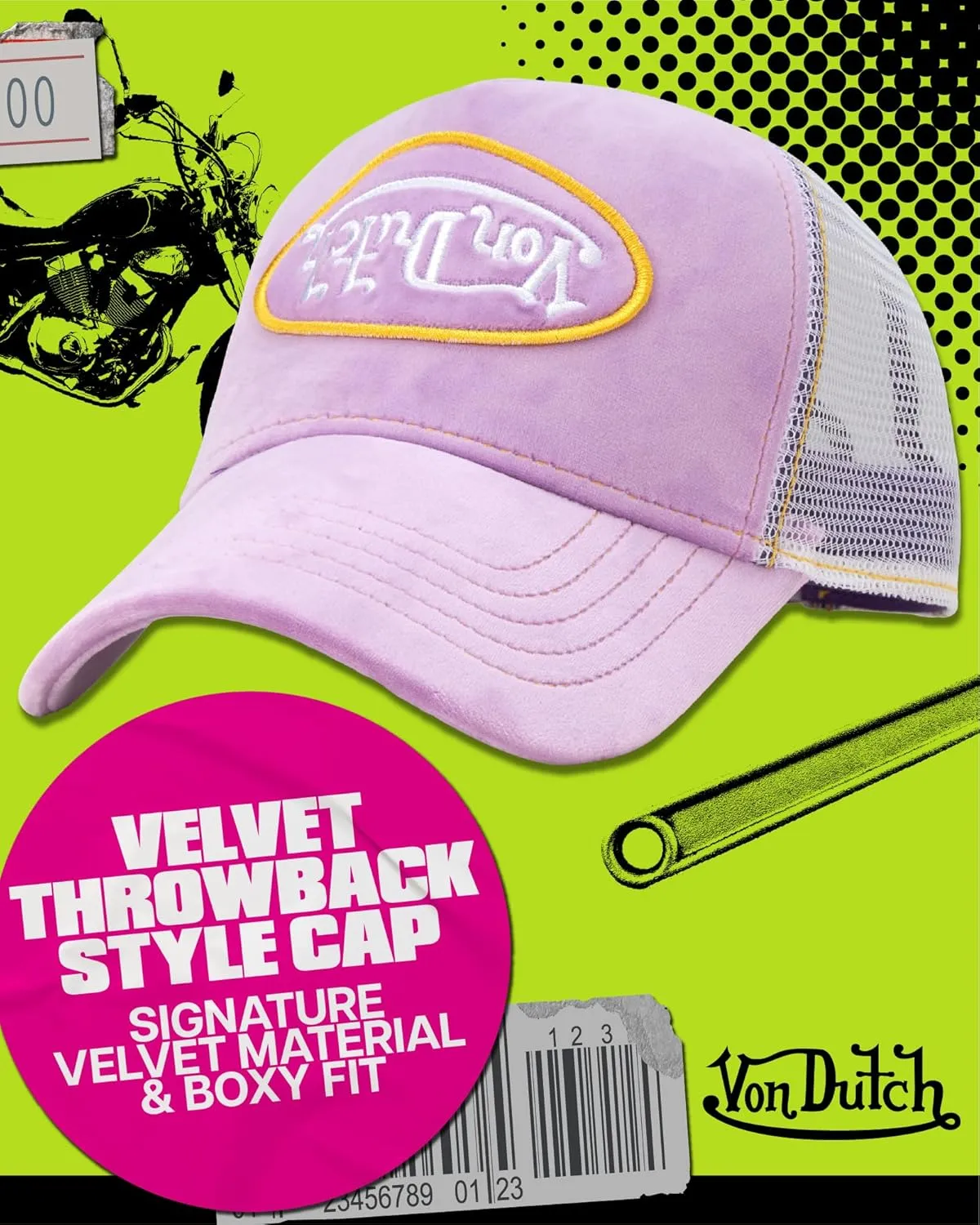 Von Dutch Unisex Trucker Hat - Plush Curved Bill Mesh Back Retro Classic Adjustable Snapback Baseball Cap for Men and Women