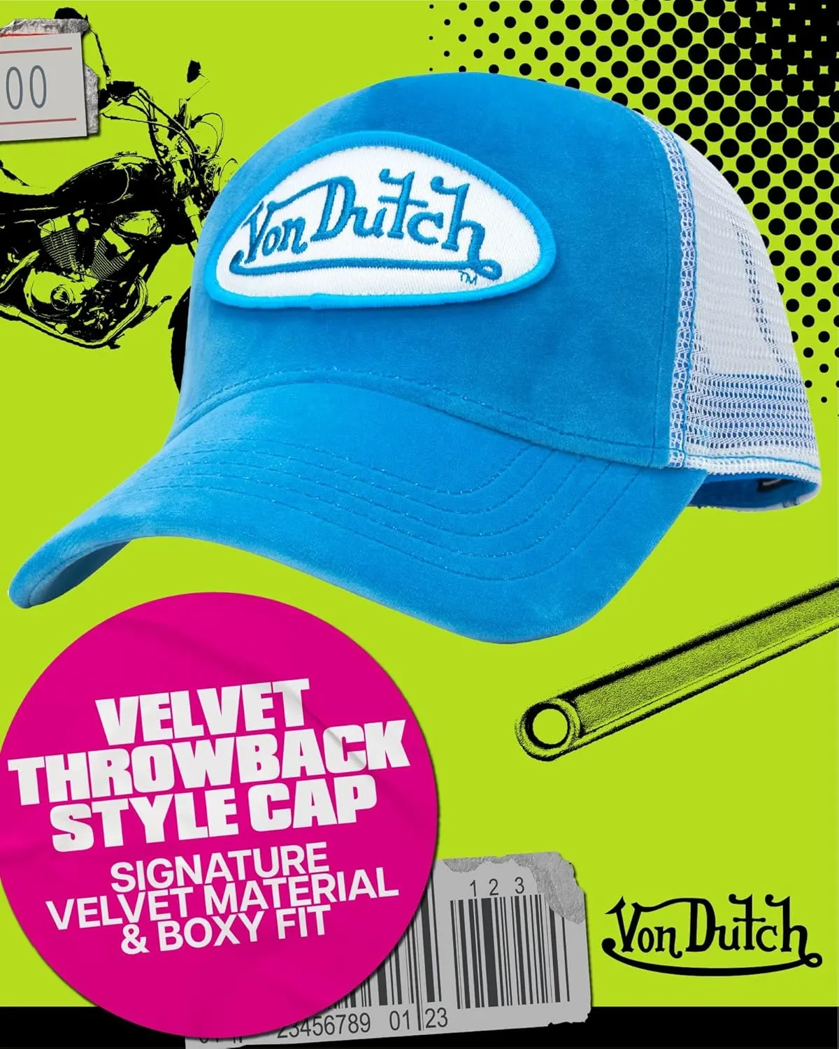 Von Dutch Unisex Trucker Hat - Plush Curved Bill Mesh Back Retro Classic Adjustable Snapback Baseball Cap for Men and Women