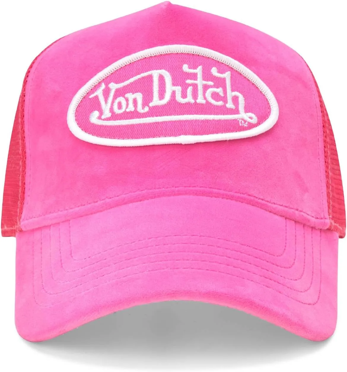 Von Dutch Unisex Trucker Hat - Plush Curved Bill Mesh Back Retro Classic Adjustable Snapback Baseball Cap for Men and Women